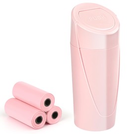 EnthuLove 1 Pack Car Trash Can Bin with Lid and 45pcs Trash Bags- Car Garbage Can Cup Holder, Car Organizers and Storage for Front Back Seat Accessories (1, Pink)