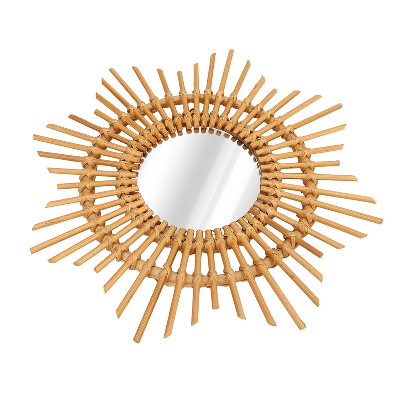 Wall Decor Rattan Mirror Star Shape Unique Simple Handwoven Mirror