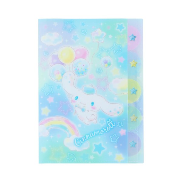 Sunstar Stationery Sanrio Character Clear File, 5 Pockets, Yumekawa! Cinnamoroll