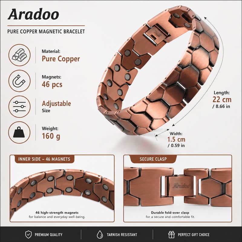 Men’s Copper Magnetic Bracelet for Style – Adjustable Link Jewelry