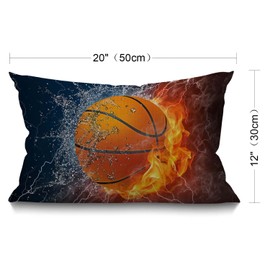 BGBDEIA 12x20 Inches Cushion Cover Rustic Farmhouse Decor Basketball Pillowcases Cotton Linen Flame Basketball Throw Pillow Case Pillow Covers for Sofa Couch Bedroom 30 x 50 cm