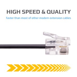 Keple RJ11 Cable ADSL 3ft Extension Lead Phone Cord Telephone Plug High Speed Xfinity Internet Broadband Male to Male Router and Modem to RJ11 Phone Socket/Microfilter/Landline Wire (Black)