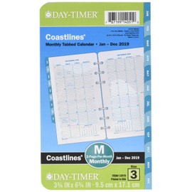 Day-Timer Recambio 2019, dos páginas por mes, enero 2019 – diciembre 2019, 8 – 1/2" x 11", hoja suelta, tamaño folio, Coastlines (13393), Pequeño