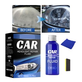 XIRUJNFD Car Headlight Repair Fluid, Headlight Polish, Headlight Restoration Kit, Headlight Cleaner and Restorer Kit, Instantly Remove Oxidation, Dirt & Haze (50ML,1 Set)