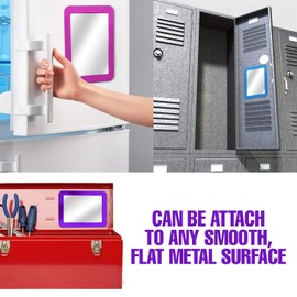 PTY Magnetic Real Glass Mirror for School or Gym Locker, 5" x 7" - Locker Accessory - Small Makeup Mirror for Fridge, Toolbox, Office Cabinet, Workshop (Midnight Blue)