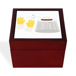CafePress Bee Keeper Hat Gloves Memory Keepsake Jewelry Box, 5"x5"x3.75"