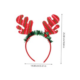 IWOWHERO 2pcs Holiday Headband with Reindeer Antlers Christmas Hair Accessories for Festive Parties Glitter Deer Antler Headwear for Women and Girls