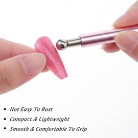 Cat Eye Magnet, Varita Doble Cabeza & Gel UV para Uñas, Imán para Esmalte, Herramienta Magnética, Ideal para DIY y Salón (Rosa)