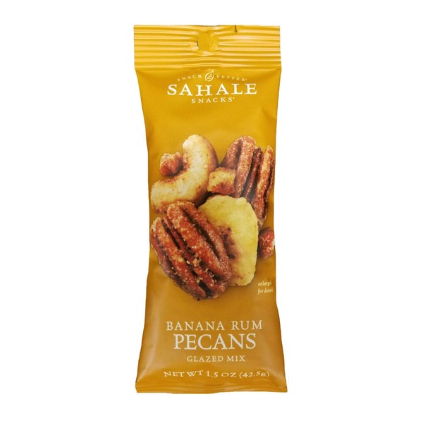 Sahale Snacks Mezcla esmaltada, nueces de ron de plátano, 1.5 onzas (paquete de 9) 13.5 onzas
