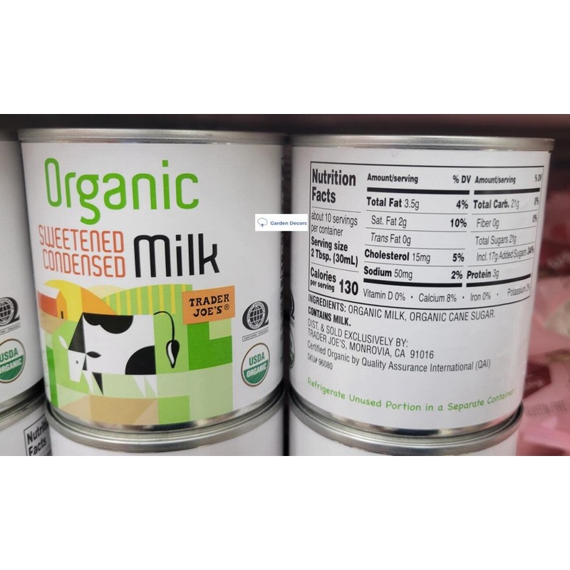 Trader Joe's Organic Sweetened Condensend Milk 14oz 397g (Two Cans)