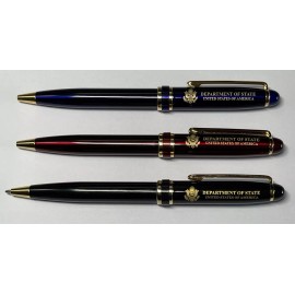 Unbranded 3 PIECES DEPARTMENT OF STATE METAL BALLPOINT PEN WITH BLACK POUCH (BP-6020)