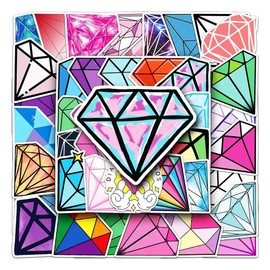 Diamond Stickers |50 Pcs Diamond Waterproof Vinyl Decals for Water Bottles Bicycle Laptop Refrigerator Luggage Computer Mobile Phone Skateboard Bike Décor