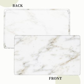 White Marble Texture Rectangular Tablecloth with Elastic Edge 4FT Waterproof Oil-Proof Table Cloths Washable Reusable Table Cover for Kitchen Dining Party