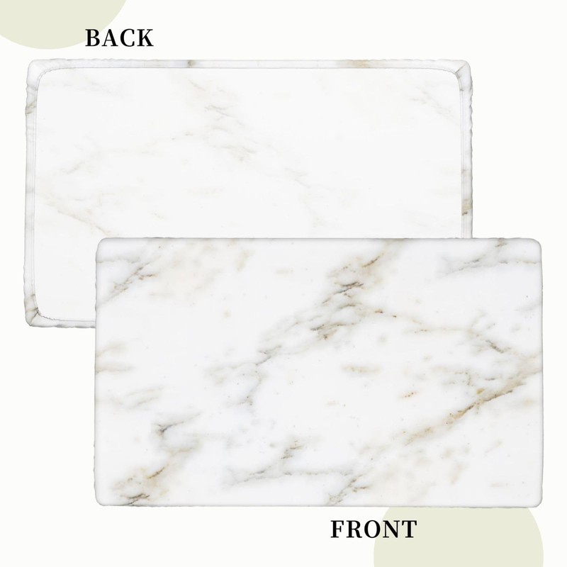 White Marble Texture Rectangular Tablecloth with Elastic Edge 4FT Waterproof