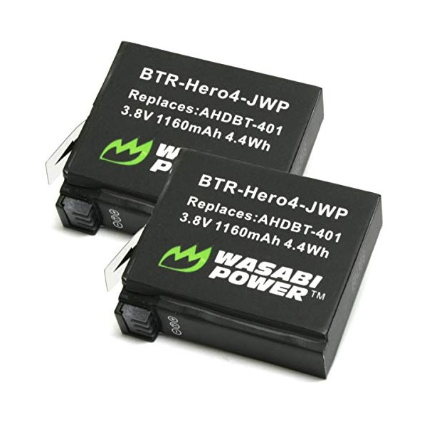 Wasabi Power Battery for GoPro HERO4 and GoPro AHDBT-401 (2-Pack)