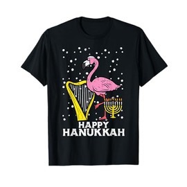Hanukkah Flamingo Harp Chanukah Jewish Women Girls Kids T-Shirt