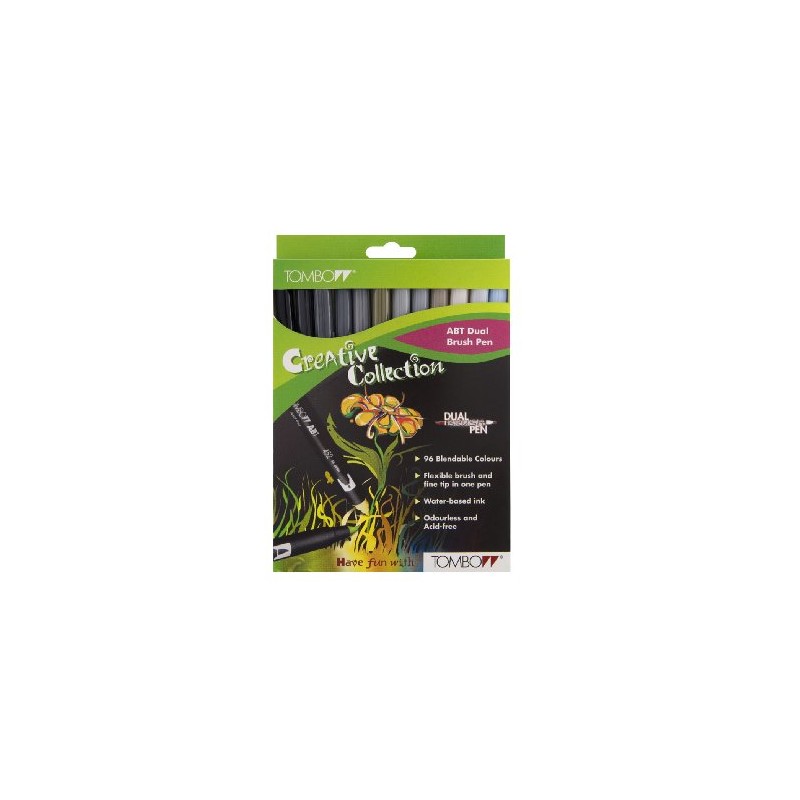 Tombow ABT-12C-3 Fasermaler Dual Brush Pen mit zwei Spitzen, 12-er