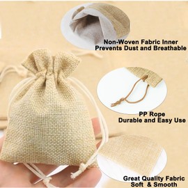 ZISUEX 50PCS Small Burlap Bags with Drawstring,4 x 6 Inch Linen Bags Black Burlap Gift Bags with Drawstring for Christmas Wedding Party and DIY Craft Candy Packing