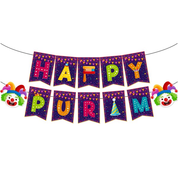 Happy Purim Banner, No-DIY Purim Decorations, Purim Party Decorations, Purim Decorations Outdoor, Happy Purim Decorations, Purim Supplies, Purim Banner for Jewish Carnival Holiday Decoration cocomigo