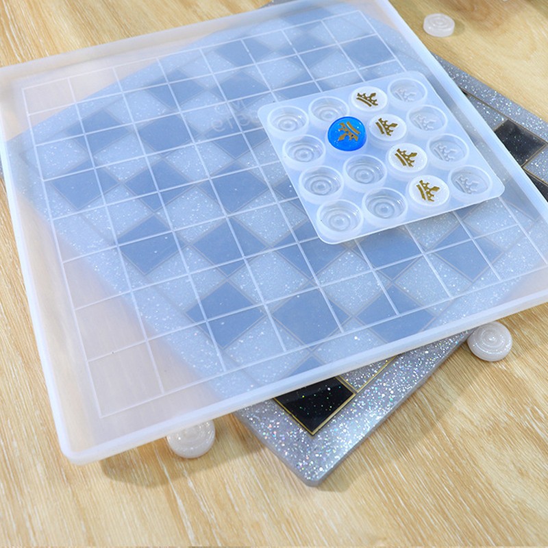 2Pcs Chess Molds Transparent DIY Epoxy Resin Drop Glue Silicone