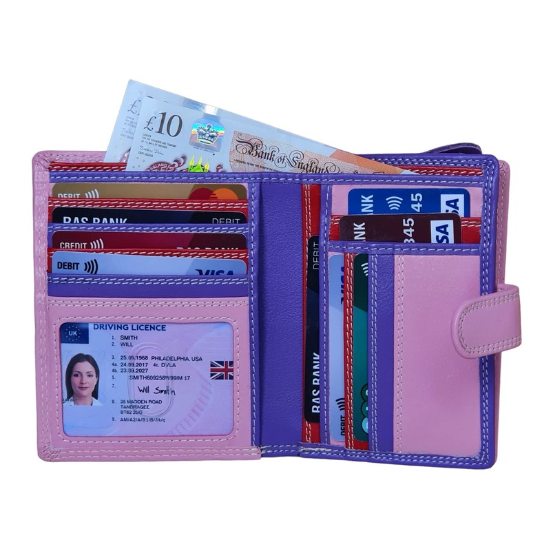 STARHIDE Womens RFID Blocking Compact Soft Leather Multi Coloured Purse