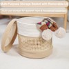 MIZHICRAFT Handwoven Cotton rope&Bamboo Storage Basket with - Foldable basket