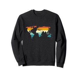 Cartography Traveler Travelling Retro World Map Sweatshirt