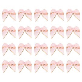 PATIKIL 50 Pcs Solid Ribbon Bows 1 Inch Small Twist Tie Bows Craft Bows for DIY Gift Wrapping Wedding Birthday Valentine's Day Mother's Day, Light Pink