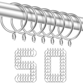 TOKPLNU Large Curtain Ring, 50Pack Metal Curtain Rings 38mm Silver Curtain Pole Rings Eyelet Curtain Hanging Rings for 35mm Drapery Rod