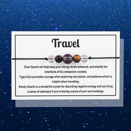 COLORFUL BLING Natural Healing Stone Quartz Crystal Bead Bracelet with Meaningful Card for Women Men Spiritual Anxiety Reiki Chakra Bracelets Protection Jewelry, beads Crystal, crystal