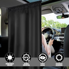 KNFFSAAJL Car Privacy Curtains Universal Car Divider Curtain Between Rear Seat Auto Blackout Curtains Car Sun Shades Side Window Covers Car Accessories for Travel Camping Nap Sleeping