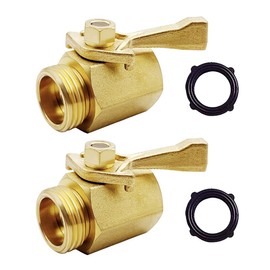 BesNPT Brass Garden Hose Shut Off Valve, Heavy Duty 3/4 Inch Solid Brass Garden Hose Shut Off Valve (Pack of 2)