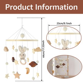 Baby Crib Mobile,Baby Bed Bell,Baby Cot Mobile,Hanging Baby Bed Bell,Wood Crocheted Baby Crib Mobile for Infants Boys Girls Bedroom Nursery