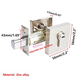 Qrity 1 PCS Single Deadbolt Locks, Thumb Turn Lock, Passage Door Handle Lock Knobs Lockset, Invisible Door Lock for Left or Right-Handed Doors