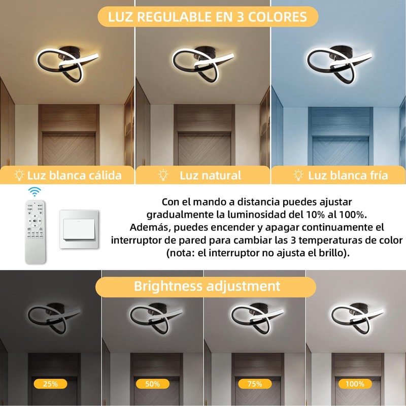 EIDISUNY LED Ceiling Light Dimmable, Modern LED Ceiling Lamp with