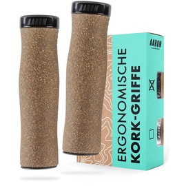 AARON Organic cork bicycle grips with adapted texture – ergonomic handlebar grips made of non-slip cork – soft handles suitable for e-bike, trekking bike, mountain bike, touring bike