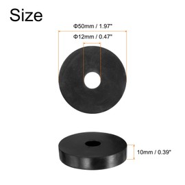QUARKZMAN Pack of 4 Rubber Spacers, 50 mm Outer Diameter, 12 mm Inner Diameter, 10 mm Height, Round Anti-Vibration Spacer, Rubber Bushing Seals, Thick Rubber Discs for Home, Car, Accessories