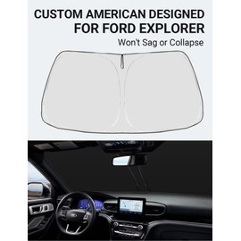 Proadsy 2024 - Parasol para parabrisas delantero plegable, protector de visera solar, ajuste personalizado 2024 2023 2022 2021 2020 Ford Explorer SUV, ST XLT, limitado, accesorios de platino
