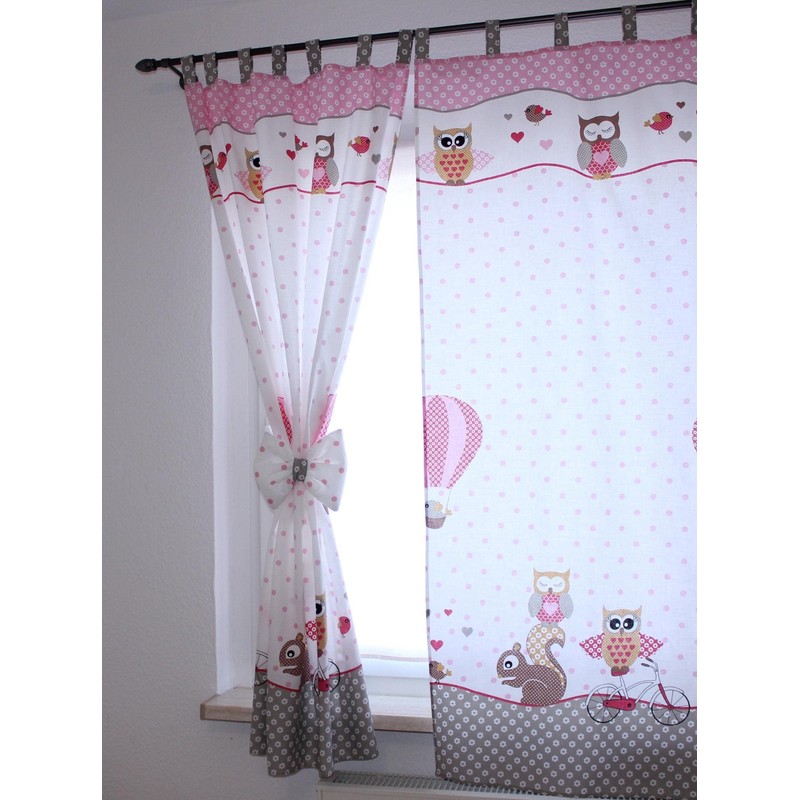 TupTam Children's Room Tab Top Curtains with Tiebacks, Owls 2