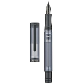 Asvine Pluma estilográfica de titanio V200, relleno al vacío, negro mate, punta fina, acrílico transparente, escritura suave, juego de estuche