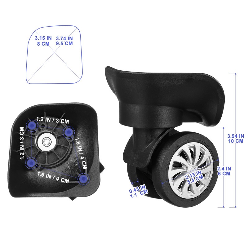 Travel Suitcase Wheels, 4 Pieces 360 Degree Rotating Luggage Wear-Resistant