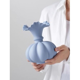 Trusttread Creative Ceramic Vase, Pumpkin Shape, Modern Style Decorative Ornament, Simple Cream Style Flower Arrangement Decoration, Suitable for Home, Office, Centre, Piece, Banquet, Wedding