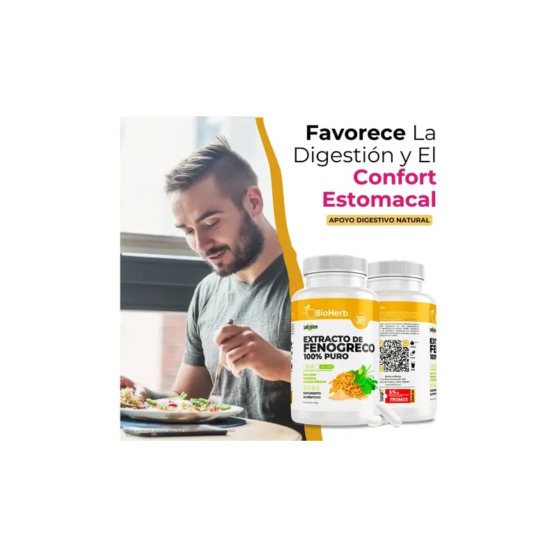 BioHerb | Fenogreco Extracto 100% Puro (360 Capsulas 500mg) [Potente