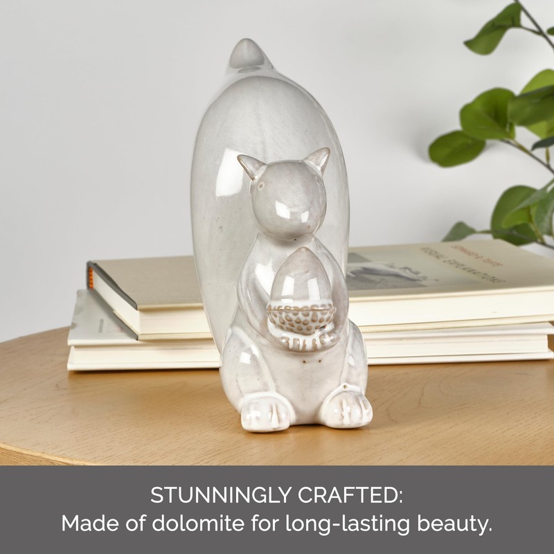 Elements White Squirrel Ceramic Figurine, 7.68x3.23x7 Inch