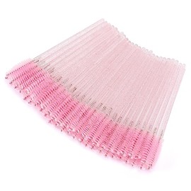 Tbestmax 50 varillas de rímel desechables, cepillos de cristal para cejas, extensiones de pestañas, brochas de maquillaje y pestañas postizas.        