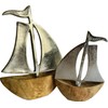 khevga Maritime Decorative Sailing Boat Set of 2 Mango Wood