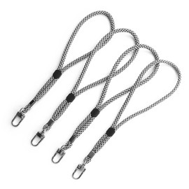 trage.band® Short Adjustable Wrist Strap with Carabiner Hook, Pack of 4, Black/White