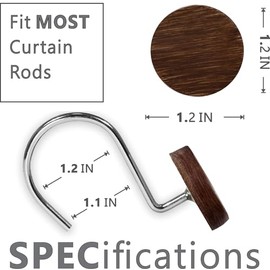 Ganchos para cortina de ducha estilo bohemio, de estilo rstico, de resina texturizada, anillos de acero inoxidable, accesorios decorativos de bao,... 