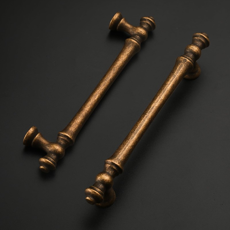 Amerdeco 6 Pack Antique Brass Cabinet Pulls 128mm Hole Center