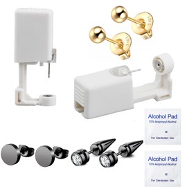Orglace Ear Piercing Kit,Self Ear Piercing Gun Tools at Home,Stainless Steel Piercing Earrings Jewelry Stud Earrings for Men Women (204#-Gold)